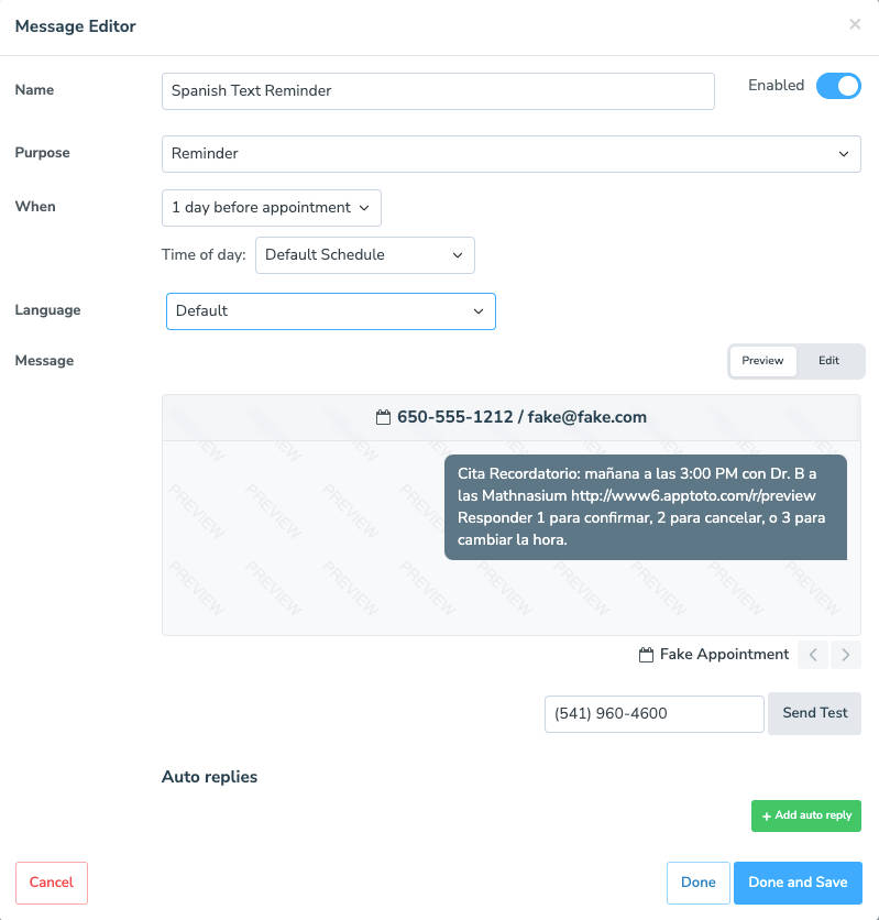 Create a separate message schedule for translated messages, or create a single rule and use Apptoto's AI translation feature